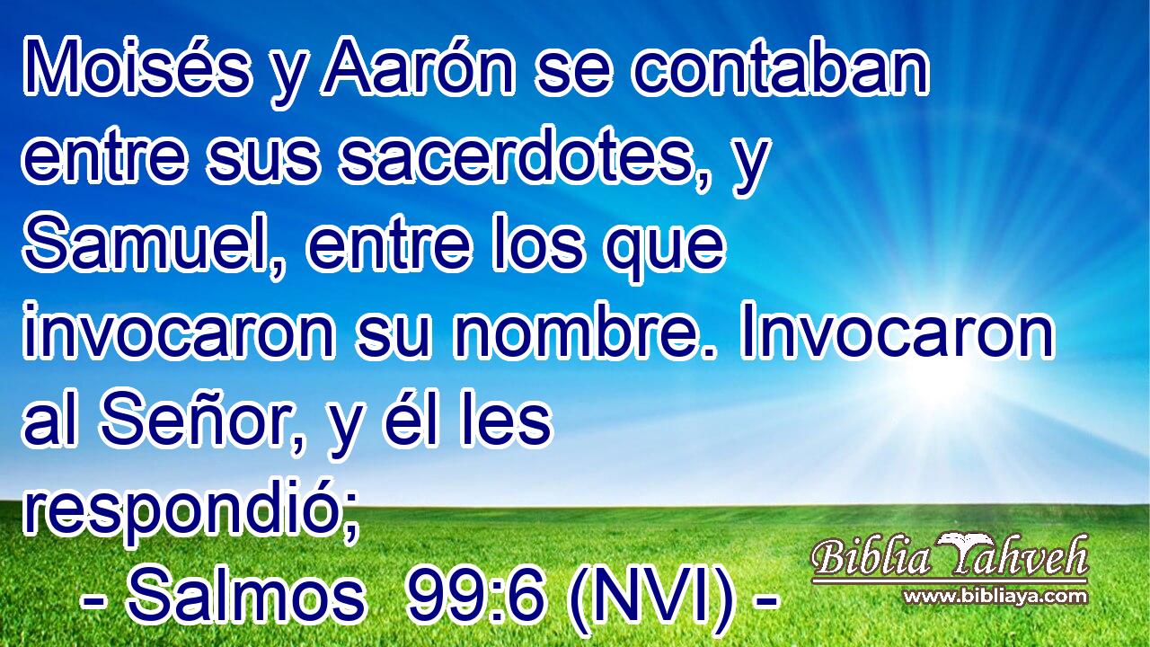  Moisés y Aarón se contaban entre sus sacerdotes, y Samuel, entre los que invocaron su nombre. Invocaron al Señor, y él les respondió; 
