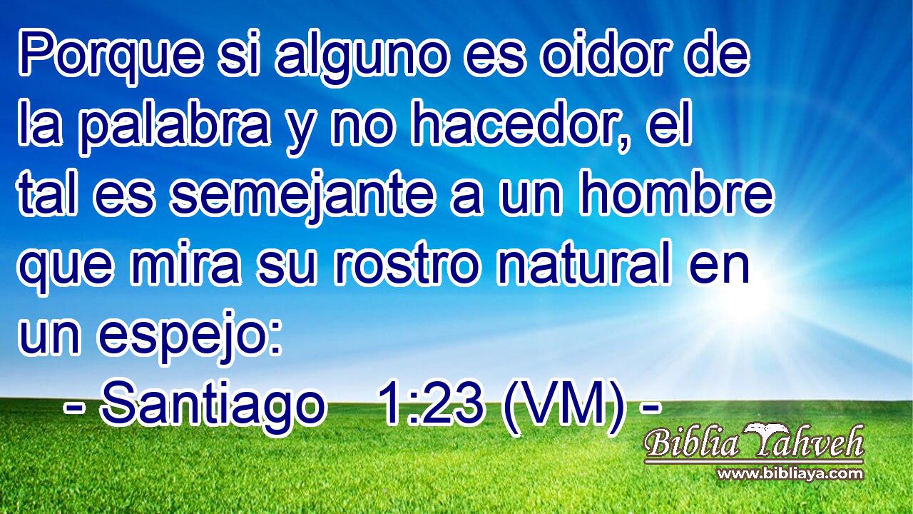  Porque si alguno es oidor de la palabra y no hacedor, el tal es semejante a un hombre que mira su rostro natural en un espejo: 