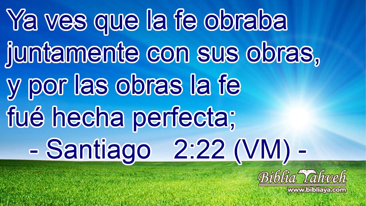  Ya ves que la fe obraba juntamente con sus obras, y por las obras la fe fué hecha perfecta; 