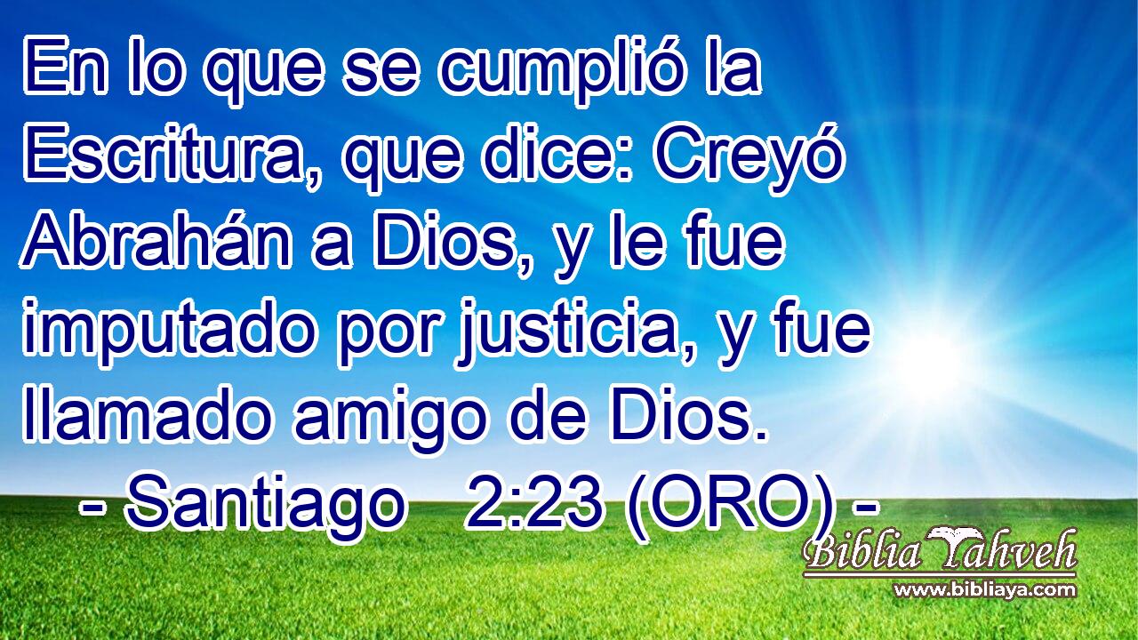  En lo que se cumplió la Escritura, que dice: Creyó Abrahán a Dios, y le fue imputado por justicia, y fue llamado amigo de Dios. 