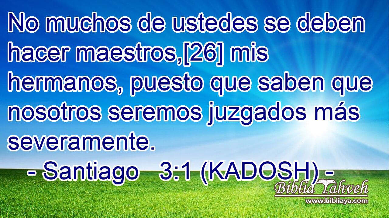  No muchos de ustedes se deben hacer maestros,[26] mis hermanos, puesto que saben que nosotros seremos juzgados más severamente. 