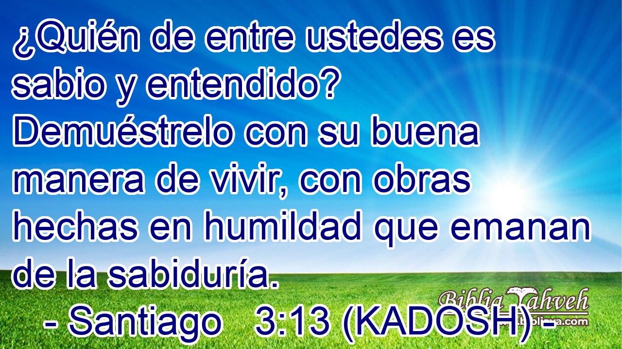  ¿Quién de entre ustedes es sabio y entendido? Demuéstrelo con su buena manera de vivir, con obras hechas en humildad que emanan de la sabiduría. 