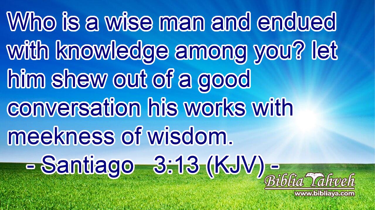 Who is a wise man and endued with knowledge among you? let him shew out of a good conversation his works with meekness of wisdom.