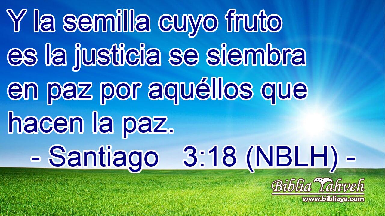  Y la semilla cuyo fruto es la justicia se siembra en paz por aquéllos que hacen la paz. 