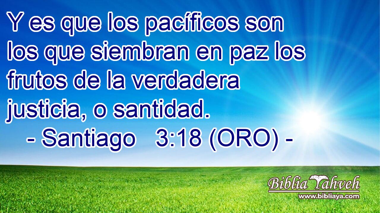  Y es que los pacíficos son los que siembran en paz los frutos de la verdadera justicia, o santidad. 