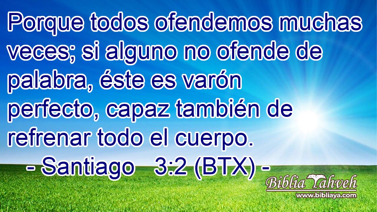 Porque todos ofendemos muchas veces; si alguno no ofende de palabra, éste es varón perfecto, capaz también de refrenar todo el cuerpo.