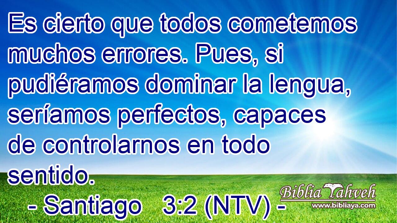 Es cierto que todos cometemos muchos errores. Pues, si pudiéramos dominar la lengua, seríamos perfectos, capaces de controlarnos en todo sentido.