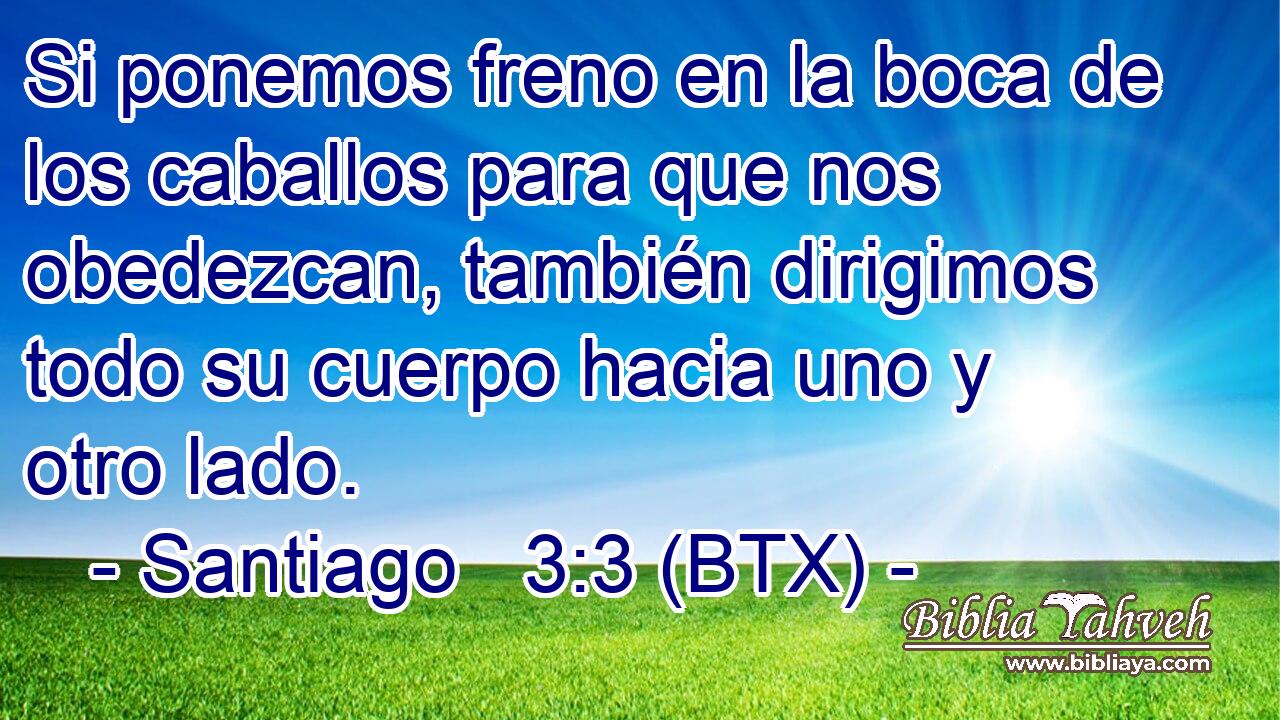 Si ponemos freno en la boca de los caballos para que nos obedezcan, también dirigimos todo su cuerpo hacia uno y otro lado.