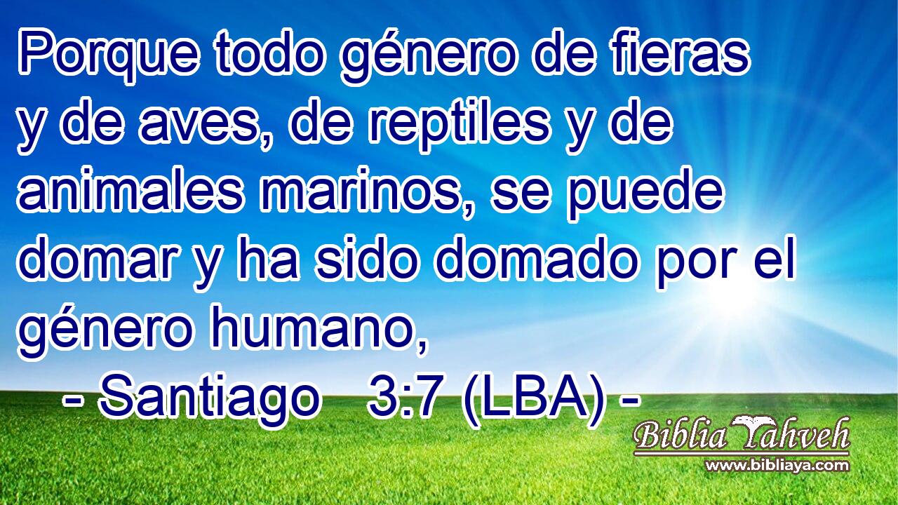 Porque todo género de fieras y de aves, de reptiles y de animales marinos, se puede domar y ha sido domado por el género humano,