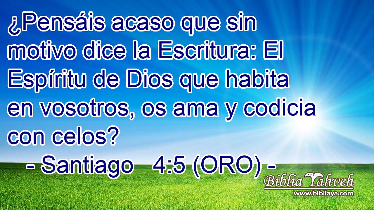  ¿Pensáis acaso que sin motivo dice la Escritura: El Espíritu de Dios que habita en vosotros, os ama y codicia con celos? 