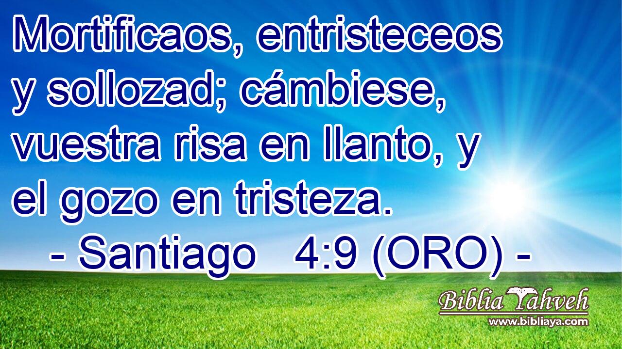  Mortificaos, entristeceos y sollozad; cámbiese, vuestra risa en llanto, y el gozo en tristeza. 
