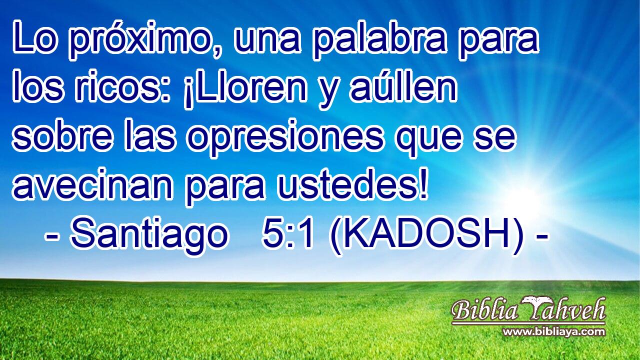  Lo próximo, una palabra para los ricos: ¡Lloren y aúllen sobre las opresiones que se avecinan para ustedes! 