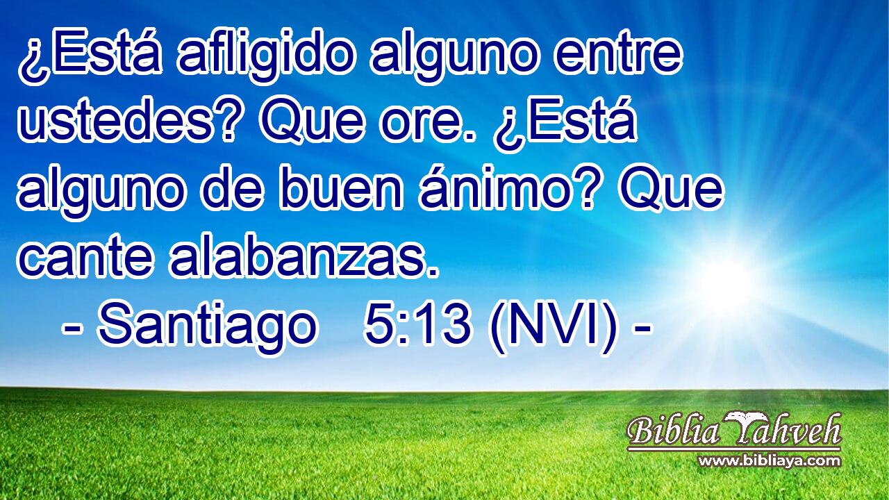  ¿Está afligido alguno entre ustedes? Que ore. ¿Está alguno de buen ánimo? Que cante alabanzas. 