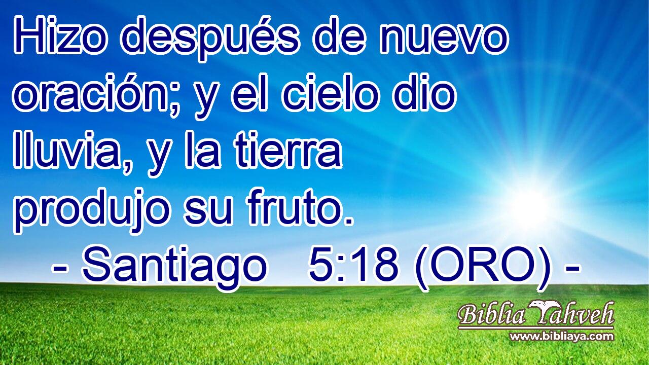  Hizo después de nuevo oración; y el cielo dio lluvia, y la tierra produjo su fruto. 