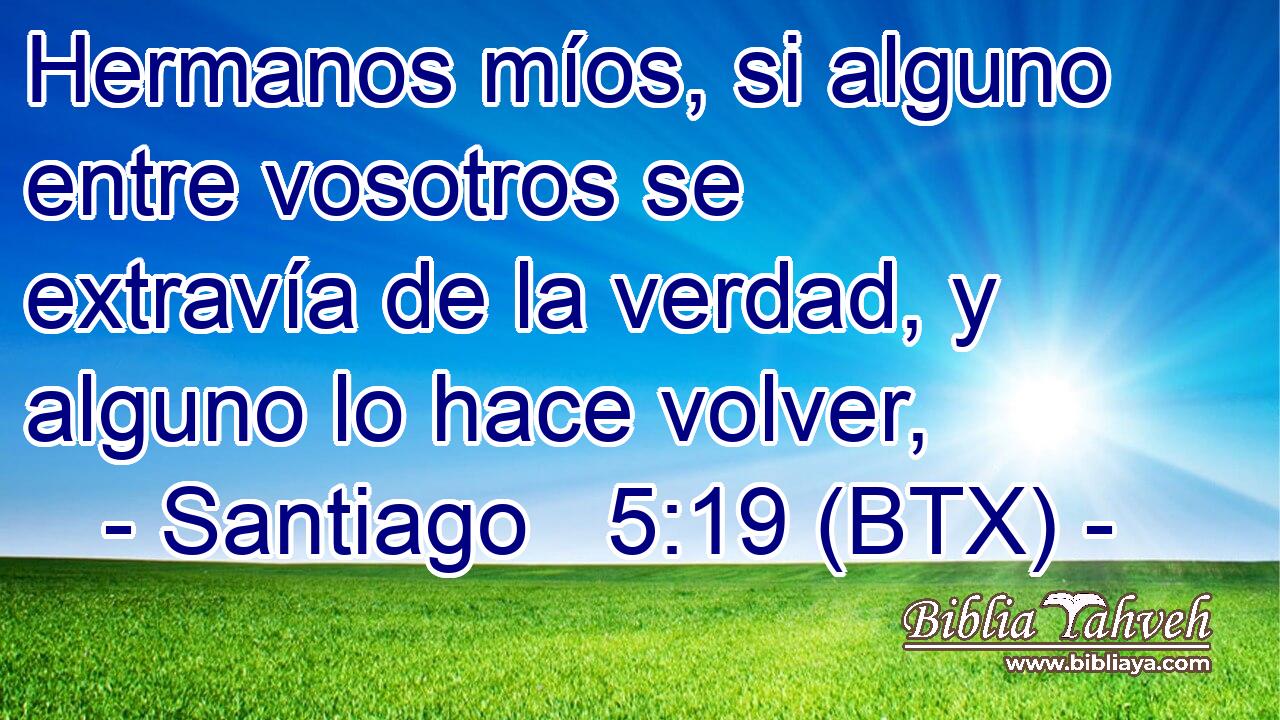 Hermanos míos, si alguno entre vosotros se extravía de la verdad, y alguno lo hace volver,