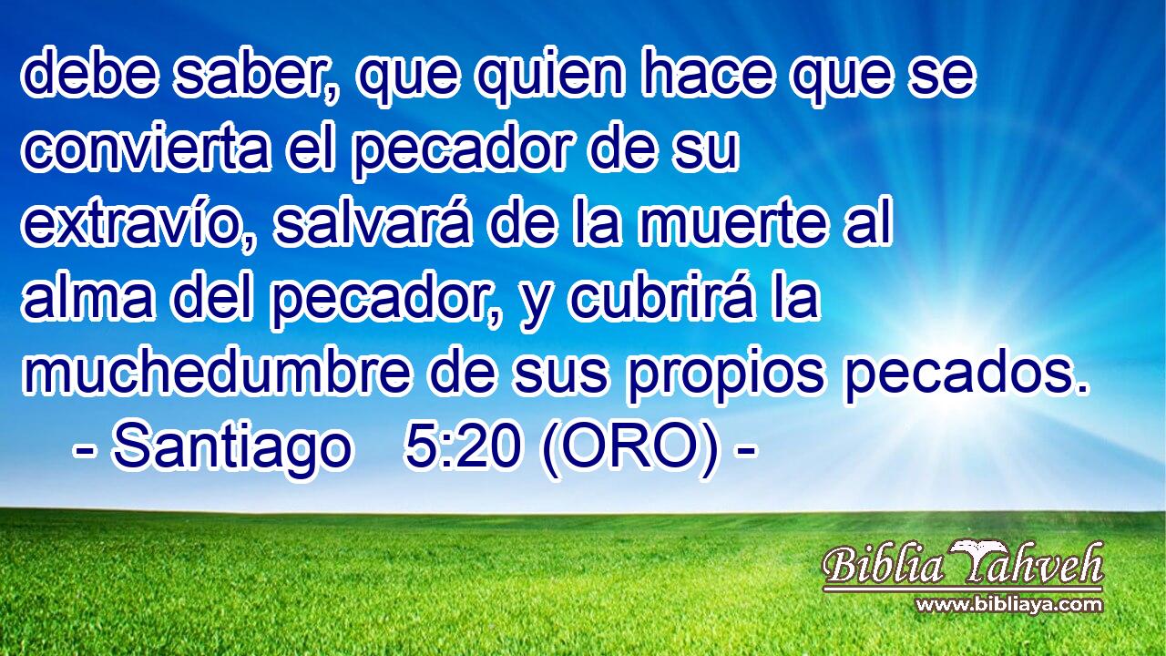  debe saber, que quien hace que se convierta el pecador de su extravío, salvará de la muerte al alma del pecador, y cubrirá la muchedumbre de sus propios pecados. 