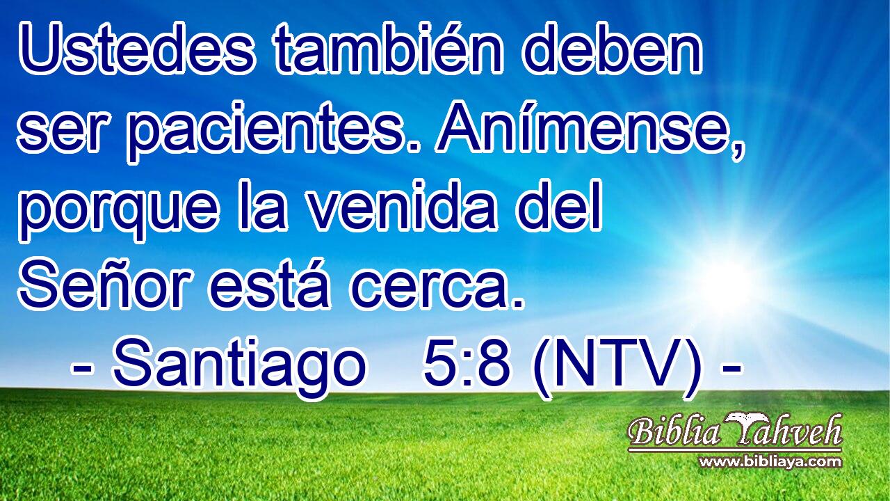 Ustedes también deben ser pacientes. Anímense, porque la venida del Señor está cerca.