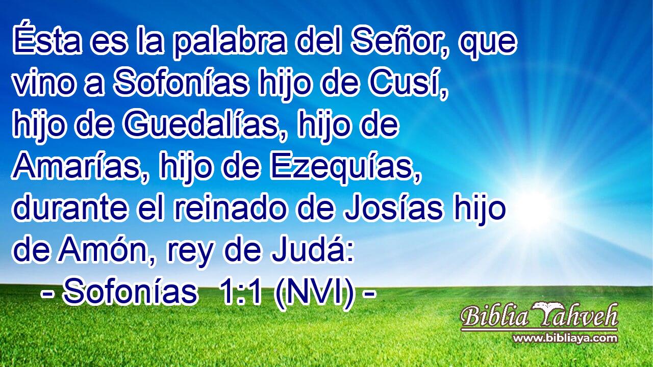  Ésta es la palabra del Señor, que vino a Sofonías hijo de Cusí, hijo de Guedalías, hijo de Amarías, hijo de Ezequías, durante el reinado de Josías hijo de Amón, rey de Judá: 