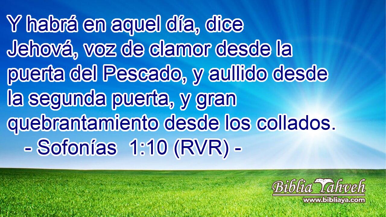 Y habrá en aquel día, dice Jehová, voz de clamor desde la puerta del Pescado, y aullido desde la segunda puerta, y gran quebrantamiento desde los collados.