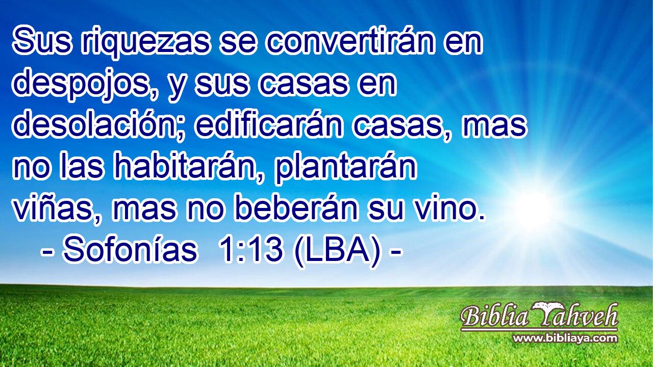 Sus riquezas se convertirán en despojos, y sus casas en desolación; edificarán casas, mas no las habitarán, plantarán viñas, mas no beberán su vino.