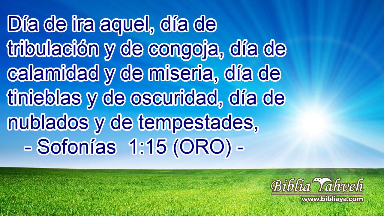  Día de ira aquel, día de tribulación y de congoja, día de calamidad y de miseria, día de tinieblas y de oscuridad, día de nublados y de tempestades, 
