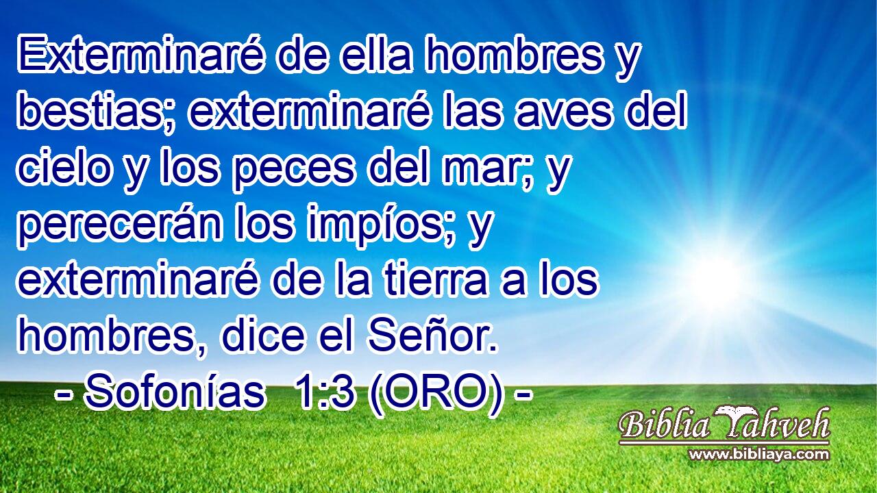  Exterminaré de ella hombres y bestias; exterminaré las aves del cielo y los peces del mar; y perecerán los impíos; y exterminaré de la tierra a los hombres, dice el Señor. 