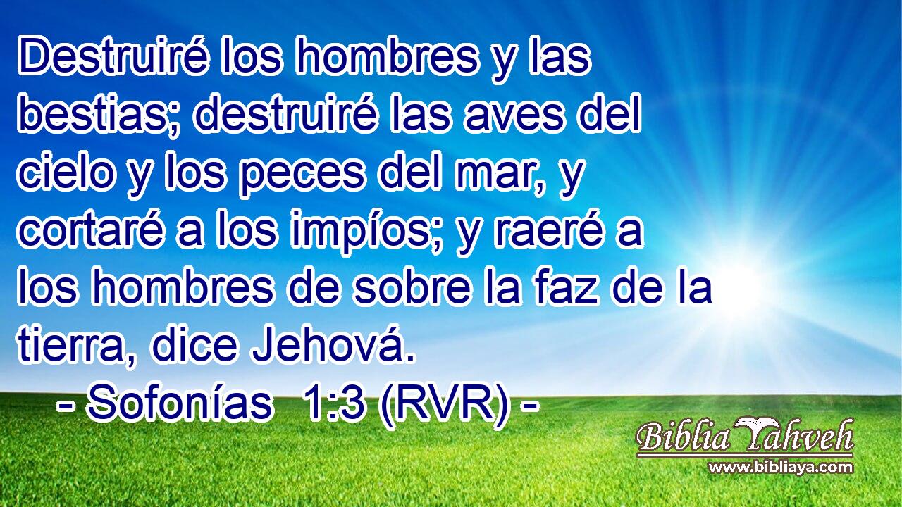 Destruiré los hombres y las bestias; destruiré las aves del cielo y los peces del mar, y cortaré a los impíos; y raeré a los hombres de sobre la faz de la tierra, dice Jehová.