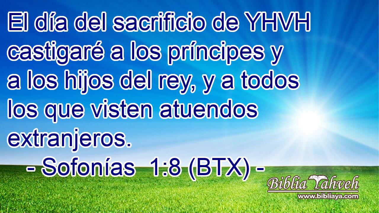 El día del sacrificio de YHVH castigaré a los príncipes y a los hijos del rey, y a todos los que visten atuendos extranjeros.