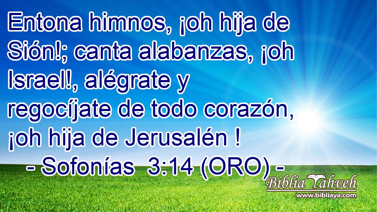  Entona himnos, ¡oh hija de Sión!; canta alabanzas, ¡oh Israel!, alégrate y regocíjate de todo corazón, ¡oh hija de Jerusalén ! 