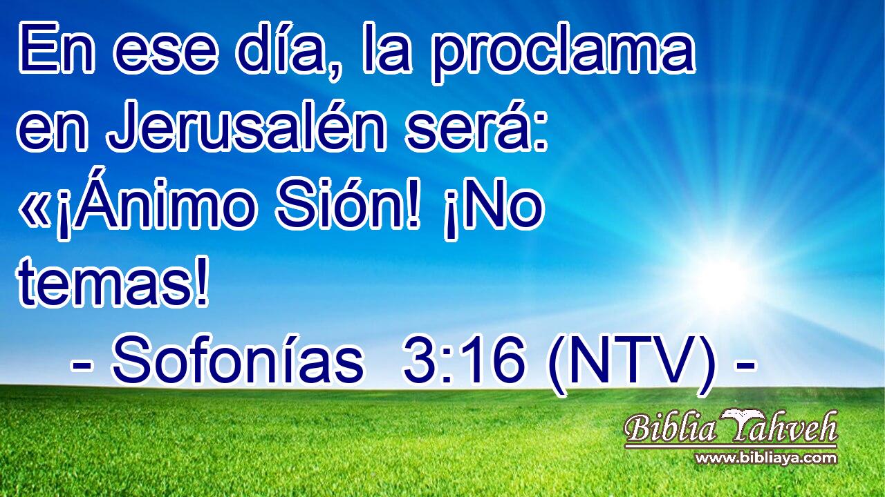 En ese día, la proclama en Jerusalén será: «¡Ánimo Sión! ¡No temas!