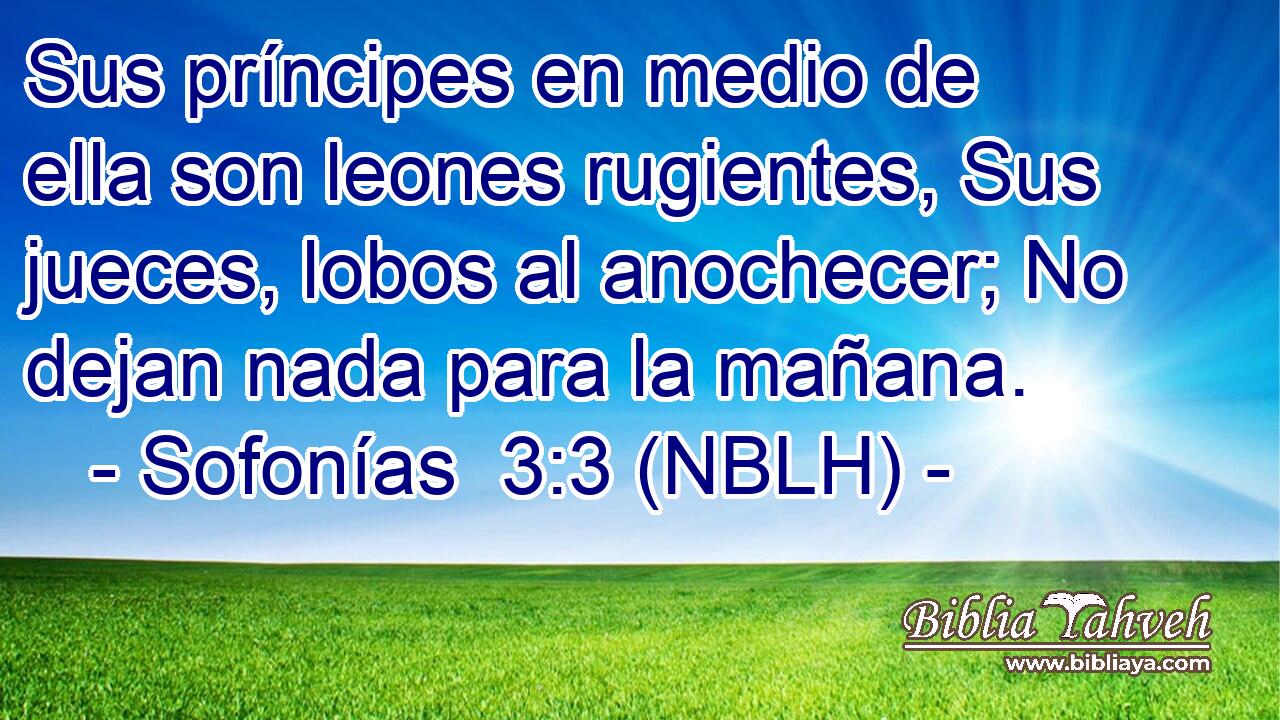  Sus príncipes en medio de ella son leones rugientes, Sus jueces, lobos al anochecer; No dejan nada para la mañana. 