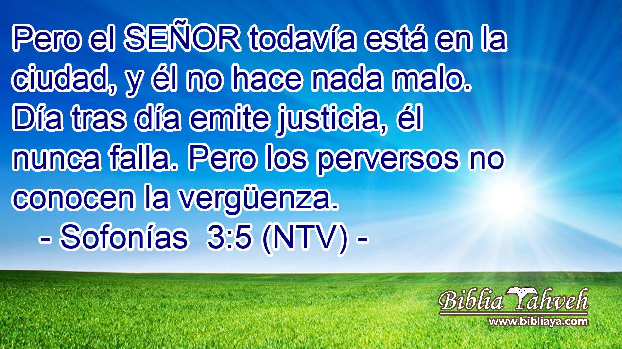 Pero el SEÑOR todavía está en la ciudad, y él no hace nada malo. Día tras día emite justicia, él nunca falla. Pero los perversos no conocen la vergüenza.