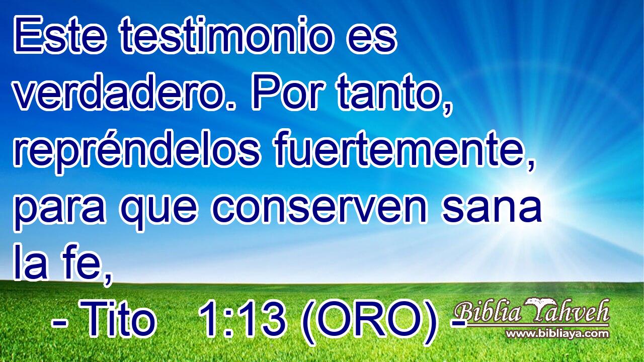  Este testimonio es verdadero. Por tanto, repréndelos fuertemente, para que conserven sana la fe, 