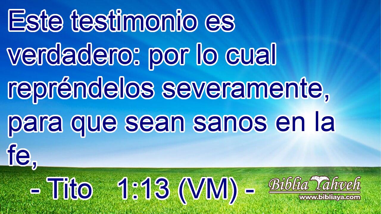  Este testimonio es verdadero: por lo cual repréndelos severamente, para que sean sanos en la fe, 