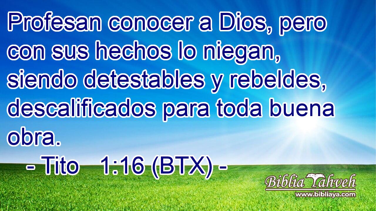 Profesan conocer a Dios, pero con sus hechos lo niegan, siendo detestables y rebeldes, descalificados para toda buena obra.