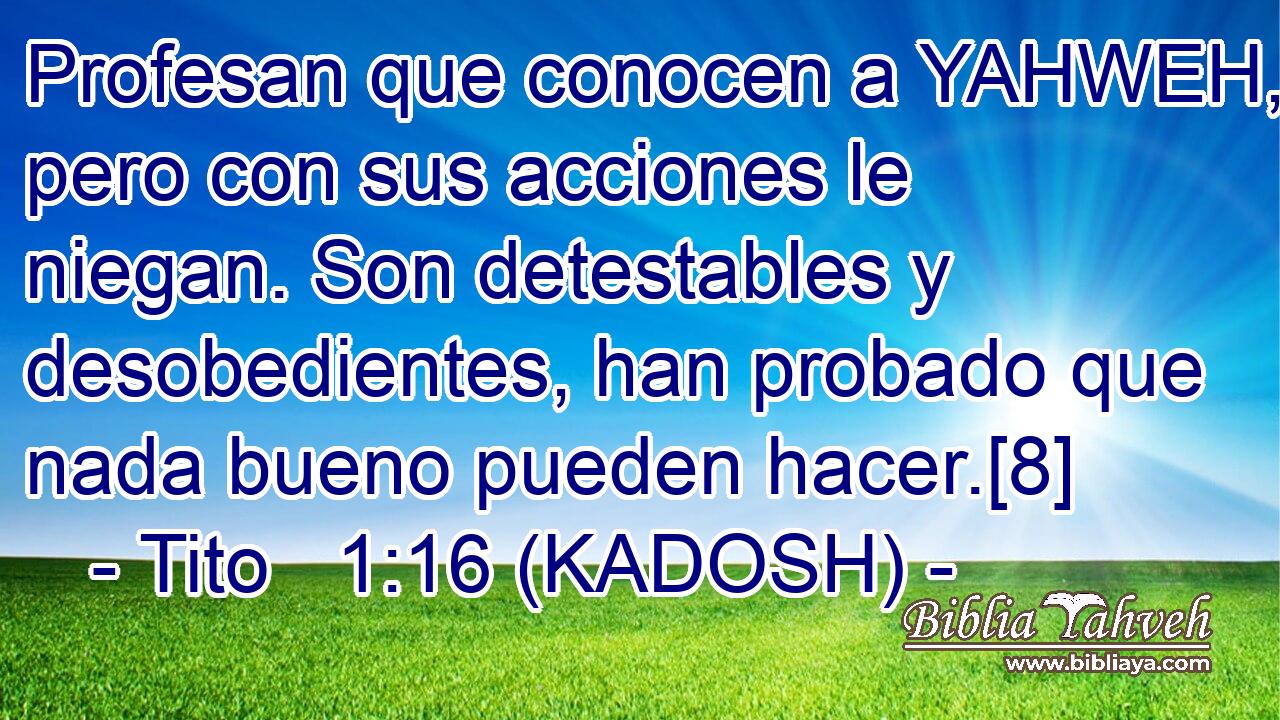  Profesan que conocen a YAHWEH, pero con sus acciones le niegan. Son detestables y desobedientes, han probado que nada bueno pueden hacer.[8] 