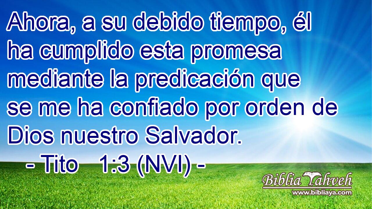 Ahora, a su debido tiempo, él ha cumplido esta promesa mediante la predicación que se me ha confiado por orden de Dios nuestro Salvador. 