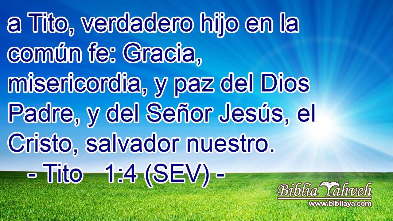 a Tito, verdadero hijo en la común fe: Gracia, misericordia, y paz del Dios Padre, y del Señor Jesús, el Cristo, salvador nuestro.
