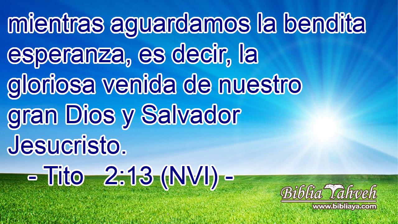  mientras aguardamos la bendita esperanza, es decir, la gloriosa venida de nuestro gran Dios y Salvador Jesucristo. 