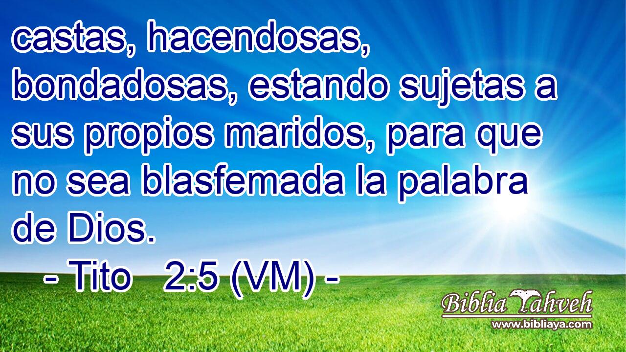  castas, hacendosas, bondadosas, estando sujetas a sus propios maridos, para que no sea blasfemada la palabra de Dios. 