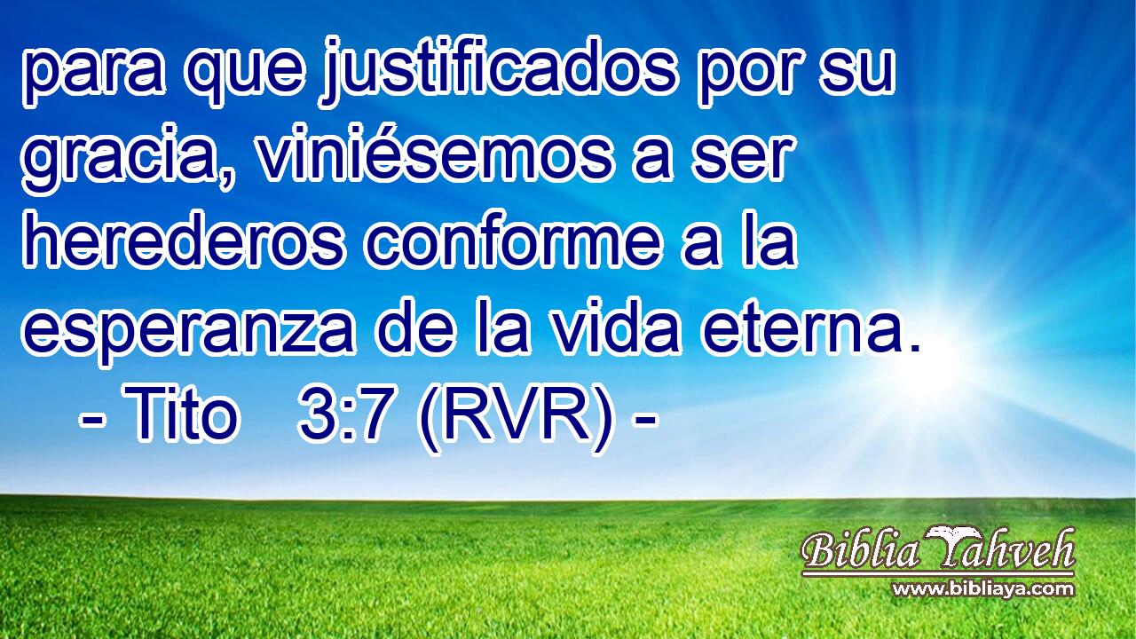 para que justificados por su gracia, viniésemos a ser herederos conforme a la esperanza de la vida eterna.