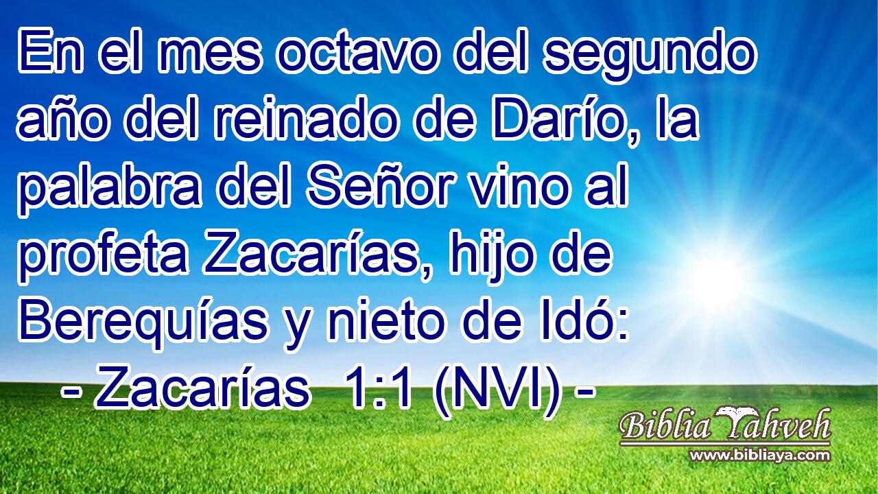 En el mes octavo del segundo año del reinado de Darío, la palabra del Señor vino al profeta Zacarías, hijo de Berequías y nieto de Idó: 