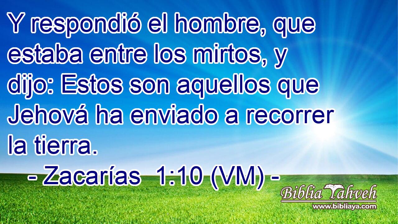  Y respondió el hombre, que estaba entre los mirtos, y dijo: Estos son aquellos que Jehová ha enviado a recorrer la tierra. 