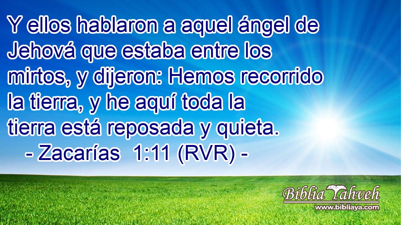 Y ellos hablaron a aquel ángel de Jehová que estaba entre los mirtos, y dijeron: Hemos recorrido la tierra, y he aquí toda la tierra está reposada y quieta.