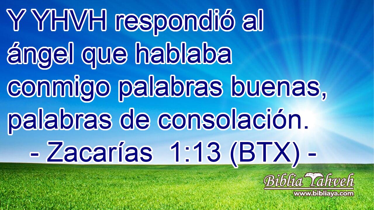Y YHVH respondió al ángel que hablaba conmigo palabras buenas, palabras de consolación.