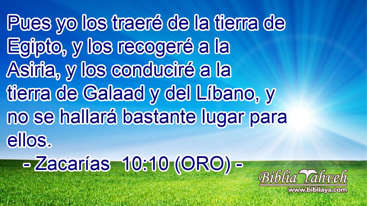 Pues yo los traeré de la tierra de Egipto, y los recogeré a la Asiria, y los conduciré a la tierra de Galaad y del Líbano, y no se hallará bastante lugar para ellos. 