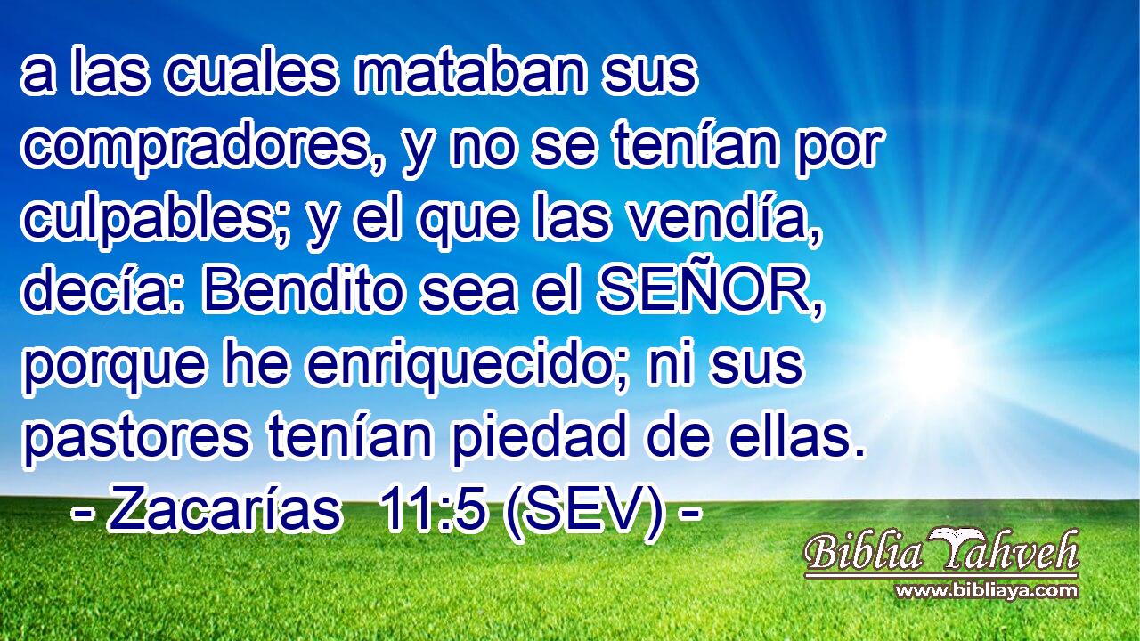 a las cuales mataban sus compradores, y no se tenían por culpables; y el que las vendía, decía: Bendito sea el SEÑOR, porque he enriquecido; ni sus pastores tenían piedad de ellas.