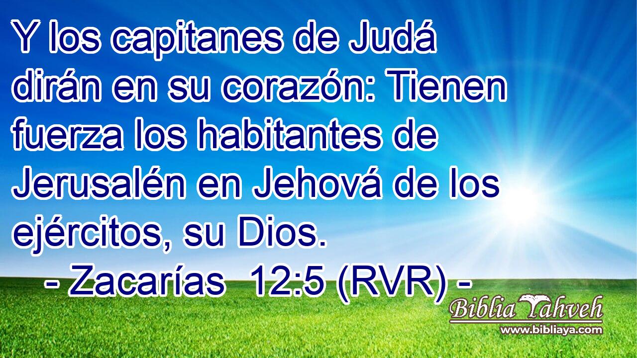 Y los capitanes de Judá dirán en su corazón: Tienen fuerza los habitantes de Jerusalén en Jehová de los ejércitos, su Dios.