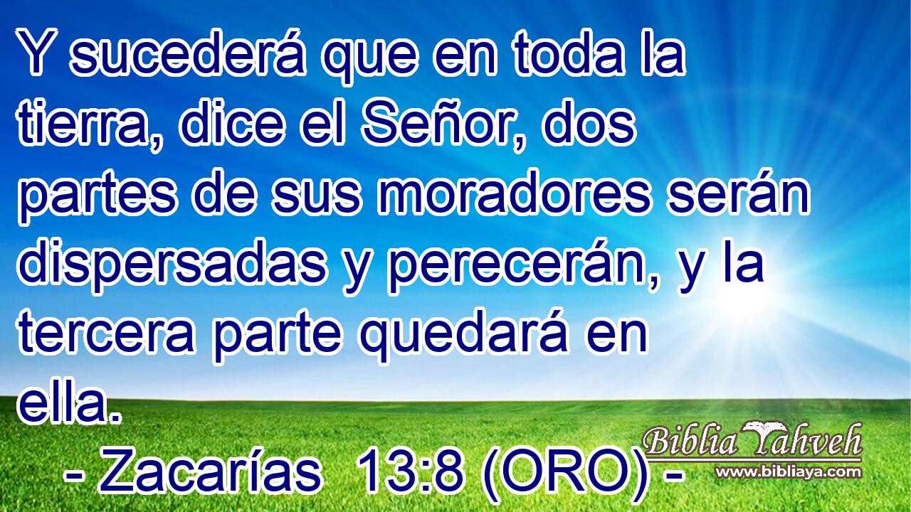  Y sucederá que en toda la tierra, dice el Señor, dos partes de sus moradores serán dispersadas y perecerán, y la tercera parte quedará en ella. 