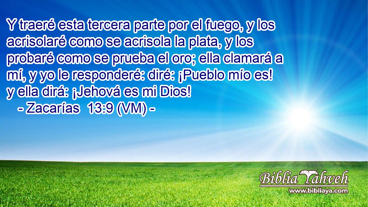  Y traeré esta tercera parte por el fuego, y los acrisolaré como se acrisola la plata, y los probaré como se prueba el oro; ella clamará a mí, y yo le responderé: diré: ¡Pueblo mío es! y ella dirá: ¡Jehová es mi Dios! 